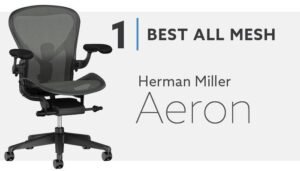 A sleek ergonomic mesh office chair set in a modern, sunlit home workspace.