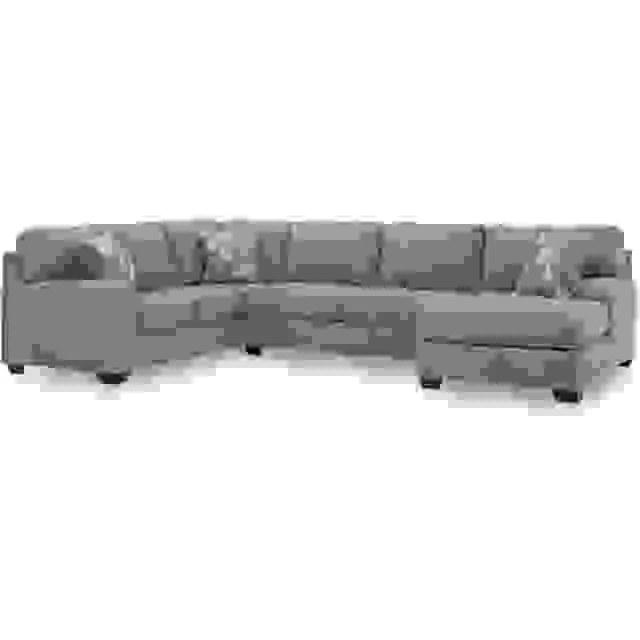 A slim sofa placed to ensure clear walking paths in a narrow room.