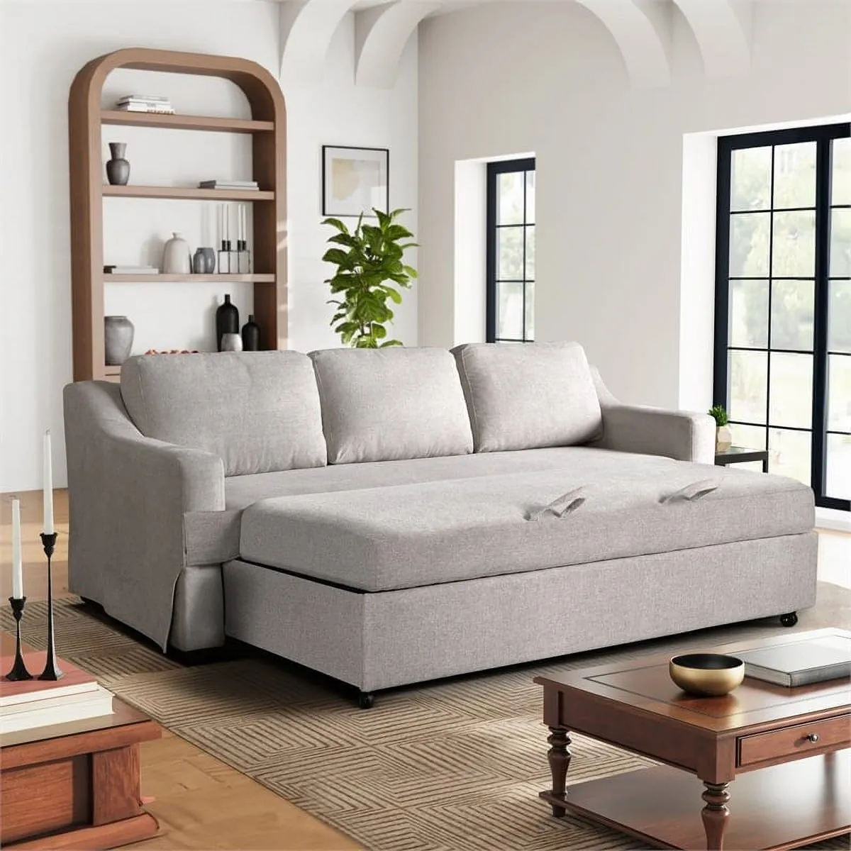 Testing the comfort and support of a flat chair bed mattress.