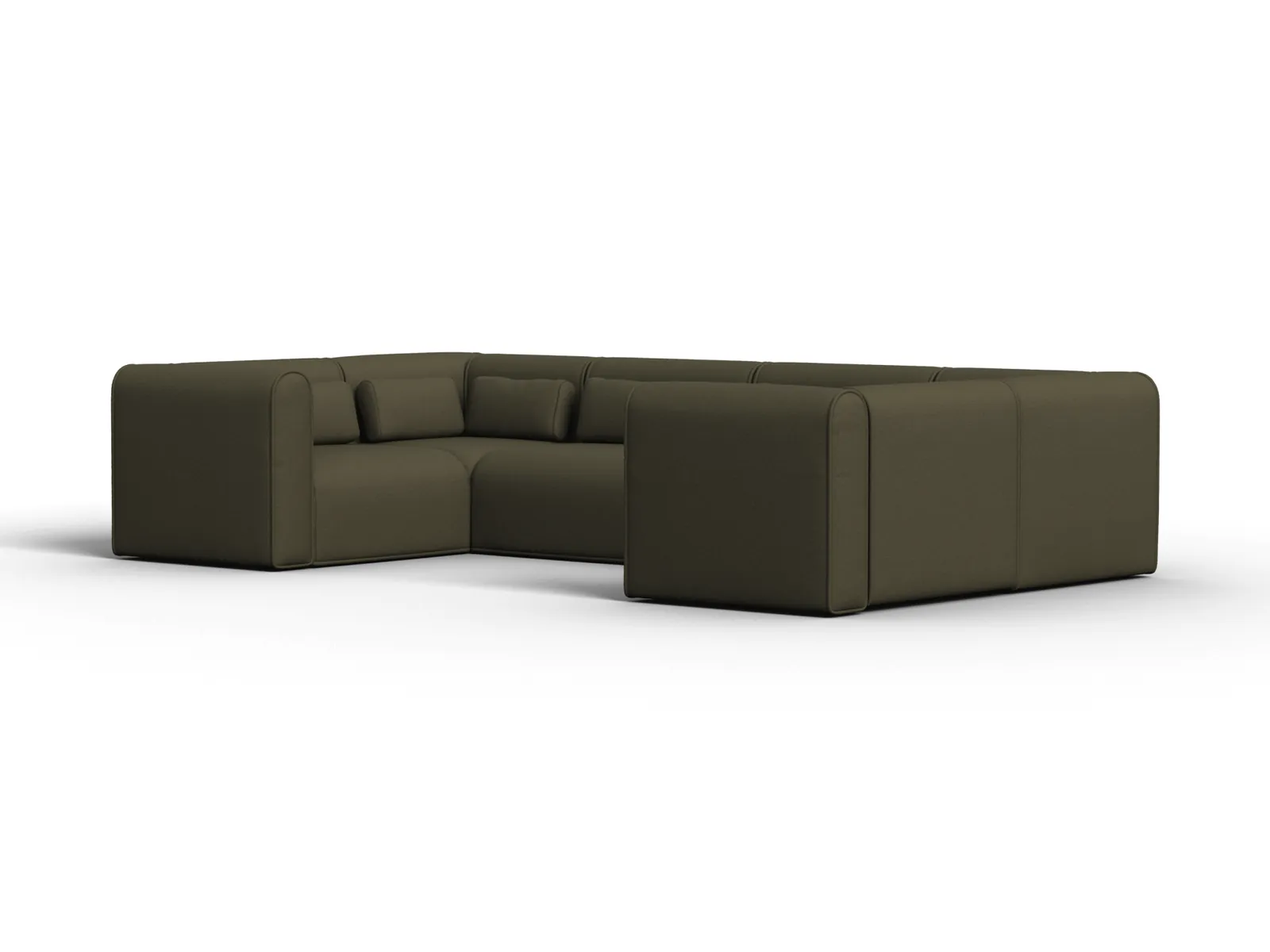 Testing a worn sectional couch cushion to see if it retains its shape.